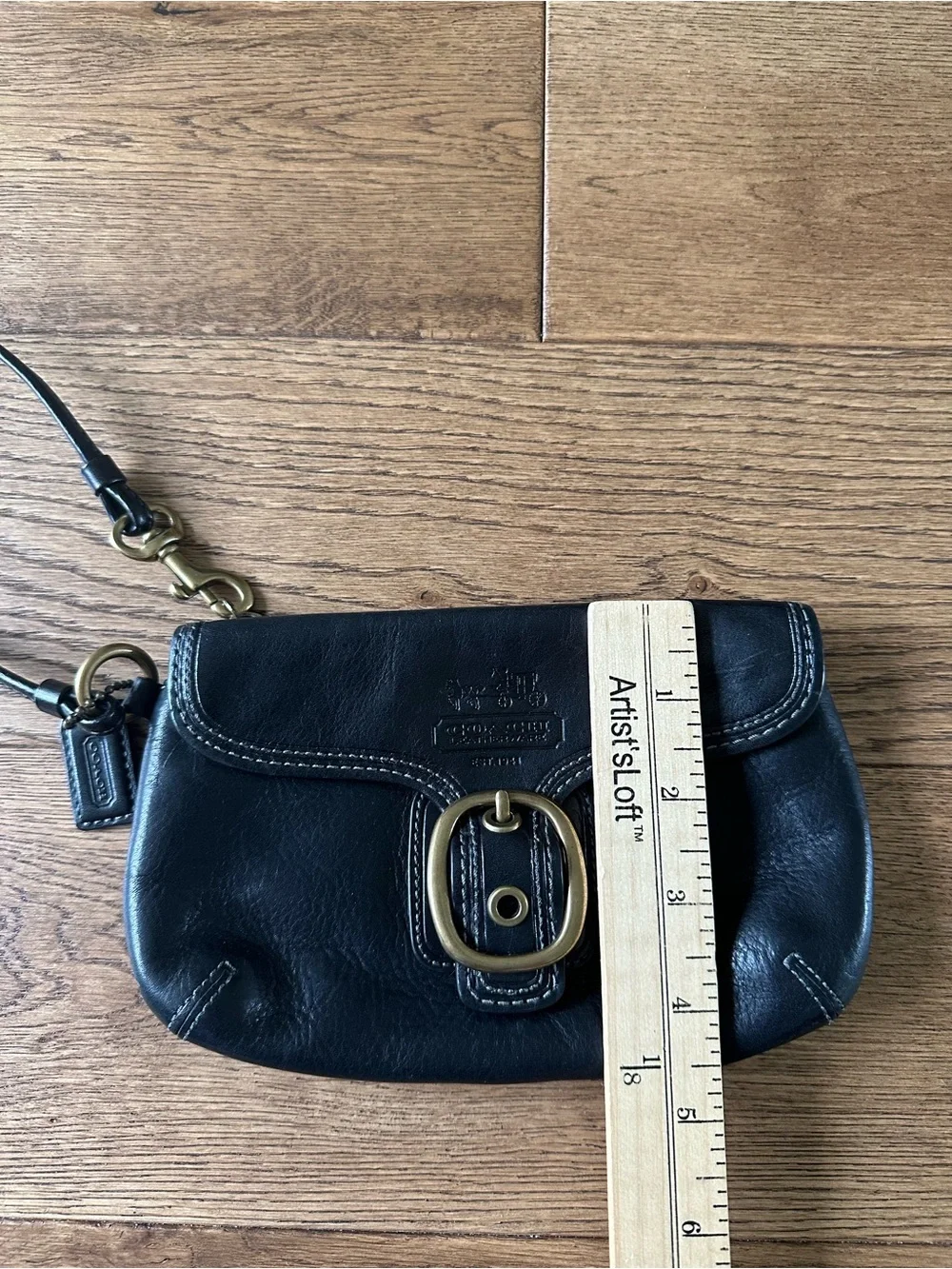 Vintage Coach Bleeker Wristlet Wallet Black Leather